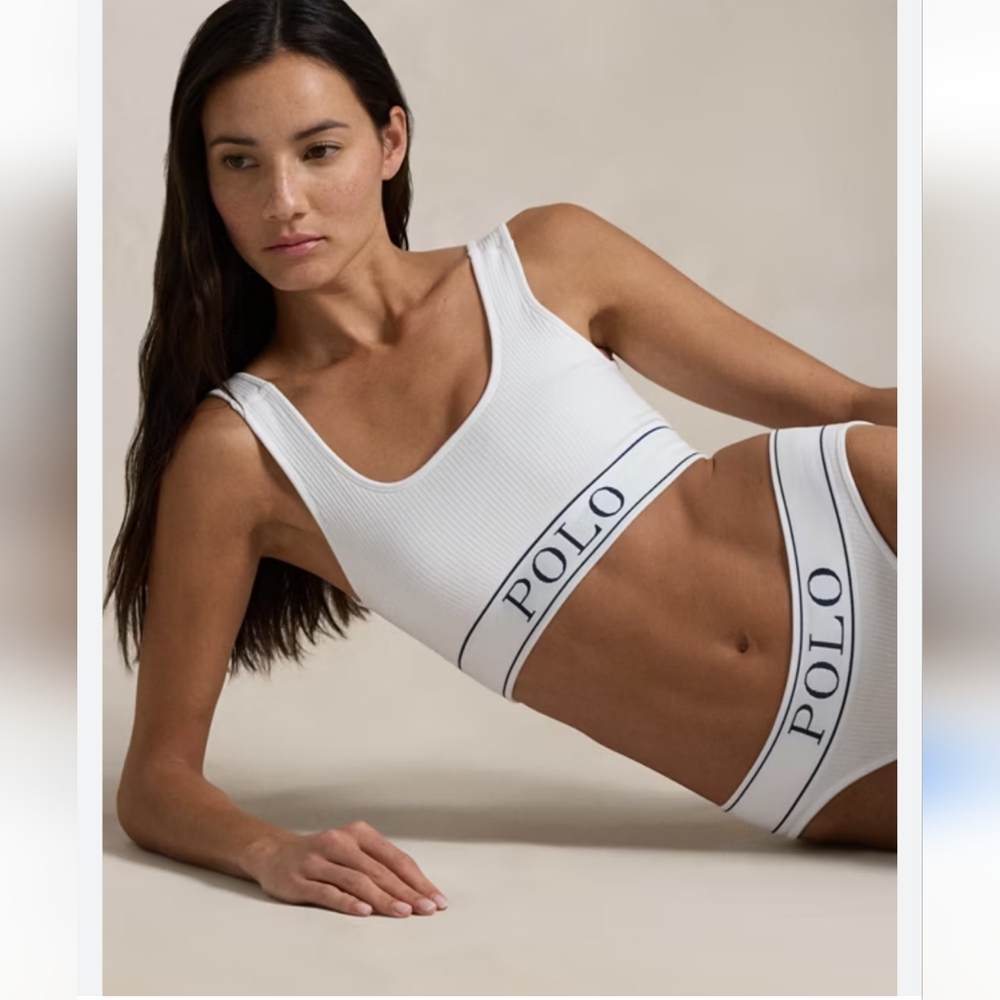 NWT Polo Ralph Lauren Womens Seemless Scoopneck Tank Top Size XS White Logo